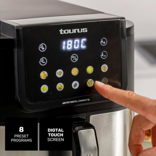 Freidora de Aire Taurus Air Fry Digital Compact XL 8L 1700W 8 Programas Pantalla Táctil