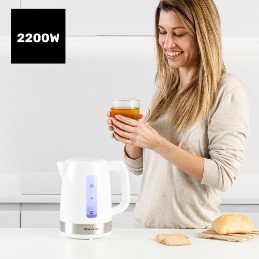 Hervidor Eléctrico Taurus Aroa 2200W 1,7L Acero Inoxidable Base 360°