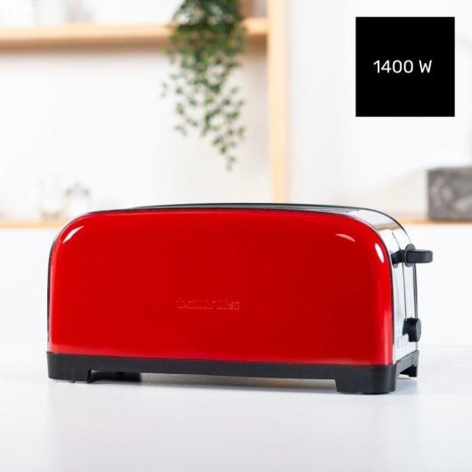Tostador de pan Taurus Vintage Red 1400W 2 ranuras extra largas