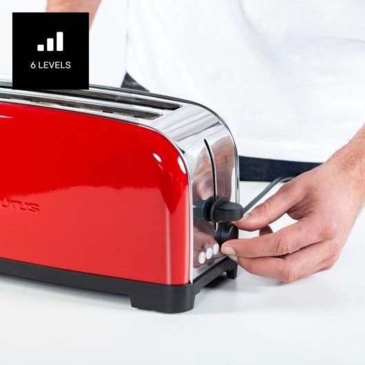 Tostadora vintage Taurus Vintage Red 2 ranuras largas 1400 W 6 niveles roja