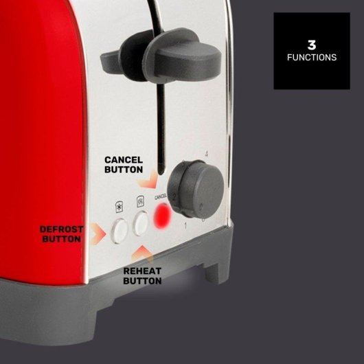 Tostador de pan Taurus Vintage Red 1400W 2 ranuras extra largas