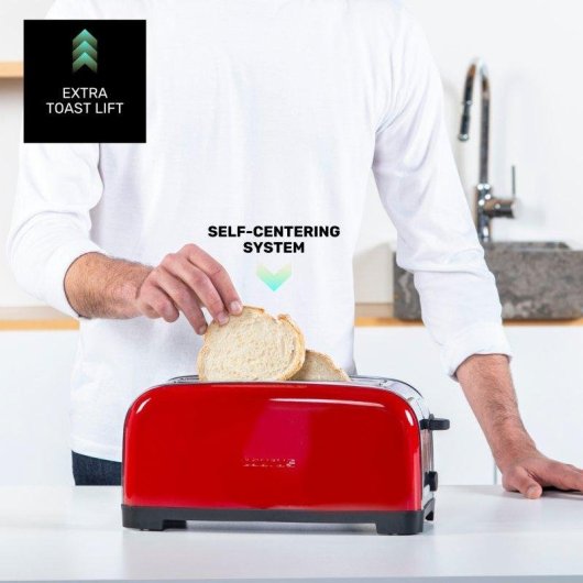 Tostador de pan Taurus Vintage Red 1400W 2 ranuras extra largas