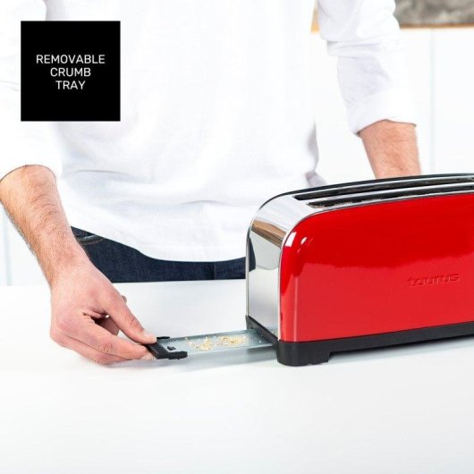 Tostador de pan Taurus Vintage Red 1400W 2 ranuras extra largas