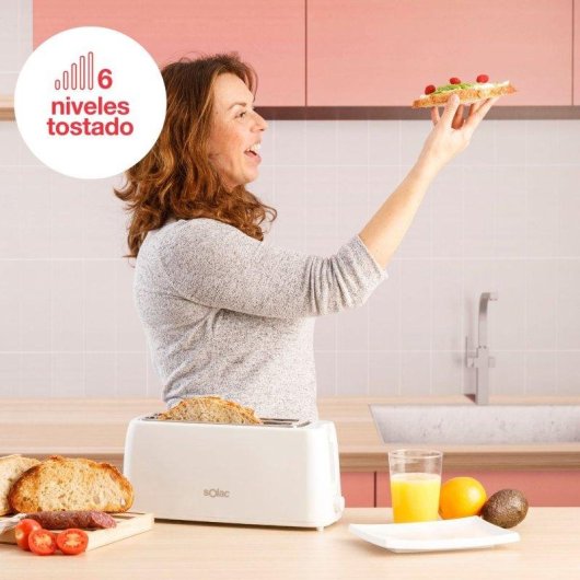 Tostador Solac Buon Giorno Double 1200W Dos Ranuras Largas Selector 6 Niveles