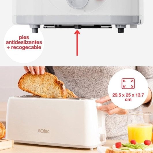 Tostador Solac Buon Giorno Double 1200W Dos Ranuras Largas Selector 6 Niveles