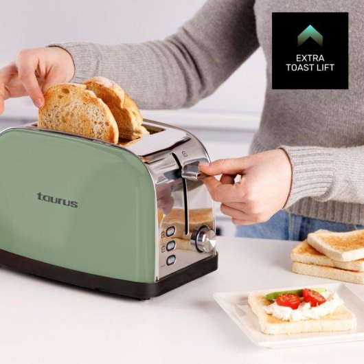 Tostadora Taurus Vintage Ii Olive 950W 2 Ranuras Cortas