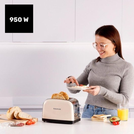 Tostadora Taurus Vintage II Cream 950W 2 ranuras 7 niveles