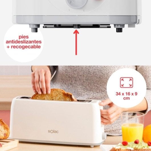 Tostador Solac Buon Giorno 800W Ranura Larga 6 Niveles