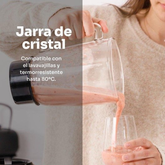 Batidora de vaso Mellerware Mixy! 1500W Turbo 1.5L jarra 2 velocidades Cuchillas de 6 hojas