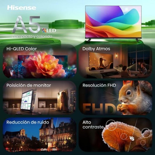 TV Hisense QLED 40A5S 40" Full HD 60Hz Smart TV HomeOS HDR10 HLG Subwoofer