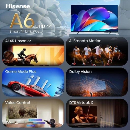 TV Hisense LED 55A6S 55" 4K UltraHD 60Hz Smart TV VIDAA HDR10 Dolby Vision IQ