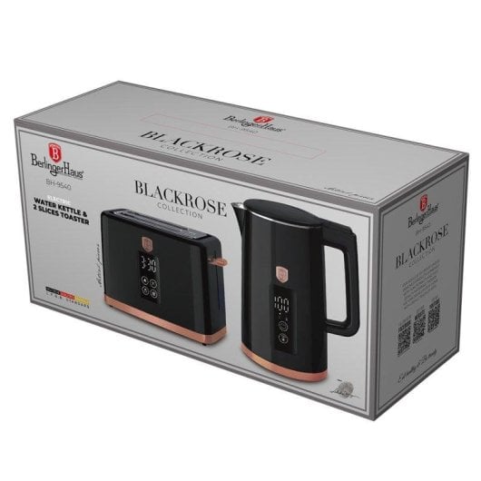 Set Hervidor Eléctrico Tostadora Berlinger Haus Black Rose 2200W 2 Rebanadas