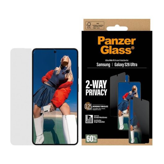 Protector de écran PanzerGlass Samsung Galaxy S26 Ultra avec confidentialité 2 voies