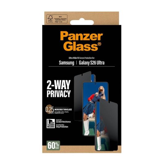 Protector de écran PanzerGlass Samsung Galaxy S26 Ultra avec confidentialité 2 voies