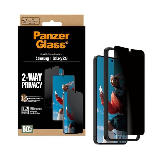 Protector de écran PanzerGlass Samsung Galaxy S26 2-Voies Privacidad Ultra-Wide Fit