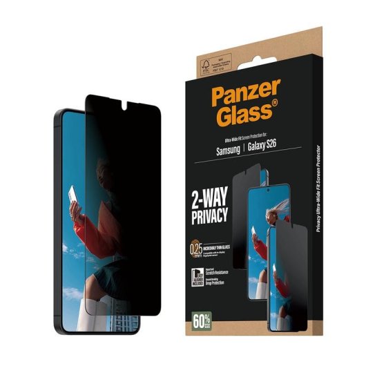 Protector de écran PanzerGlass Samsung Galaxy S26 2-Voies Privacidad Ultra-Wide Fit