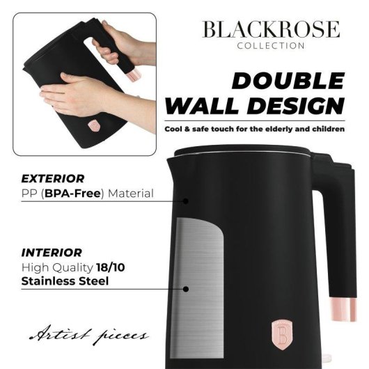 Bouilloire électrique Berlinger Haus Double Wall 1,7l acier inoxidable noir-rose or