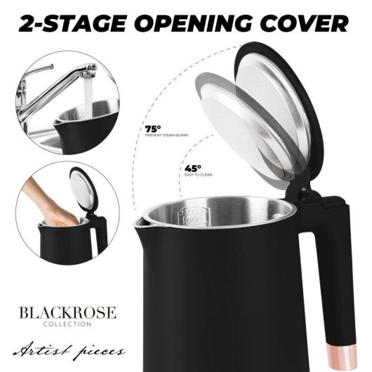 Bouilloire électrique Berlinger Haus Double Wall 1,7l acier inoxidable noir-rose or