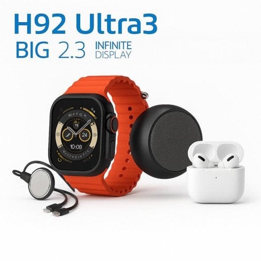 Klack H92 Ultra3 Bluetooth 2,3'' Infinite Display Prateado 7 Braceletes Auriculares