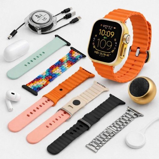 Klack H92 Ultra3 Bluetooth 2,3'' Infinite Display Dourado 7 Braceletes Auriculares