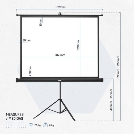Schermo da proiezione Iggual 72" con treppiede e borsa