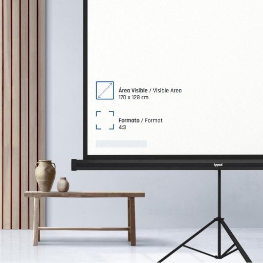 Schermo di proiezione Iggual 84" 176x134 cm con treppiede e borsa