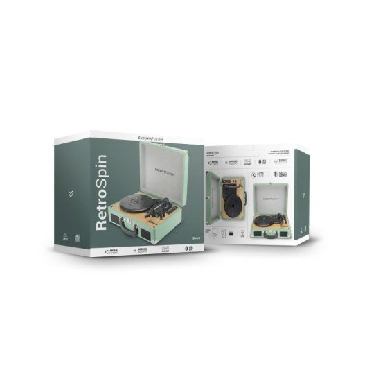 Altavoces Energy Sistem Tocadiscos Bluetooth con auto-stop 40W USB acabado piel sintética