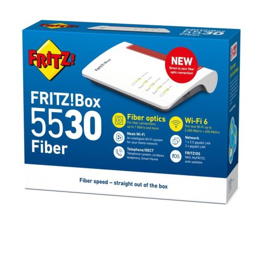 Router Fritz FRITZ!Box 5530 Fiber XGS-PON WiFi 6 2,4 Gbps Doppia Banda Bianco