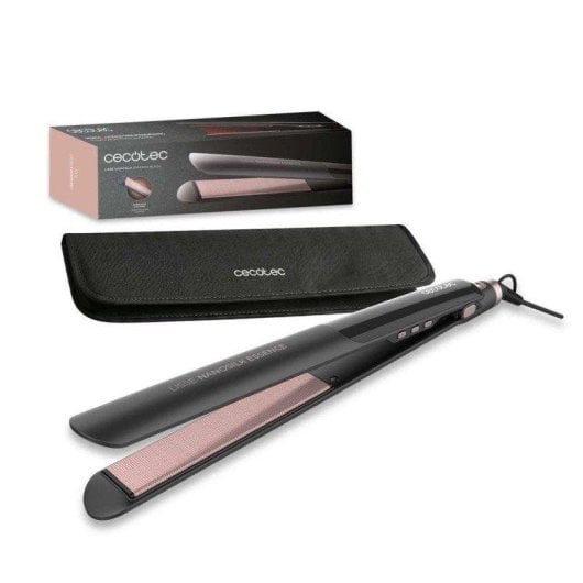 Plancha de Pelo Keratina Cecotec Lisse NanoSilk Essence Black 230ºC Autoapagado Bolsa de Viaje Negro