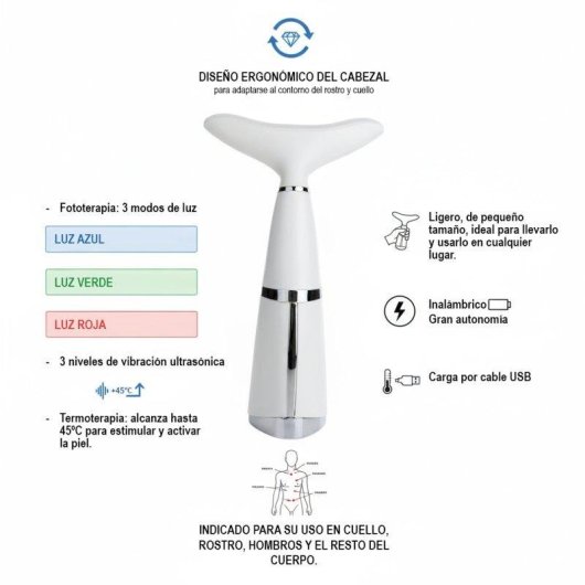 Reductor de Papada Italian Design JOWLREMODELER 3in1 con Fototerapia, Termoterapia y Vibración