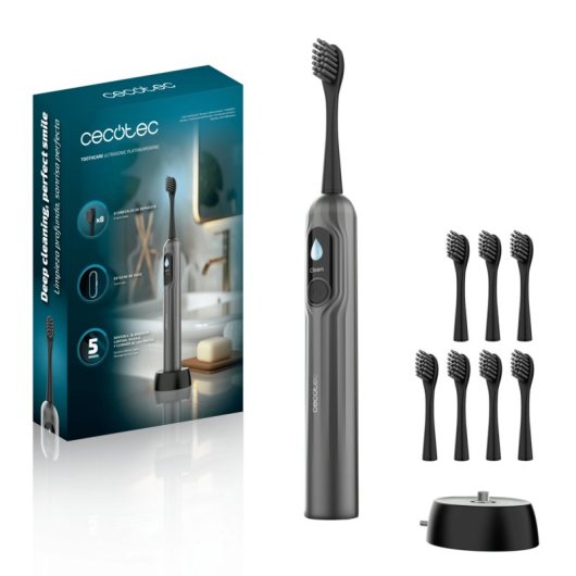 Cepillo de Dientes Sónico Cecotec Toothcare Ultrasonic Platiniumswing 5 Modos 8 Cabezales Sensor de Presión Estuche