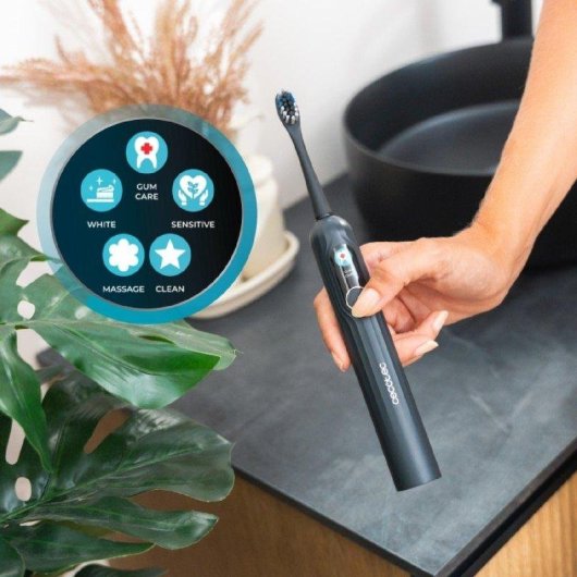 Cepillo de Dientes Sónico Cecotec Toothcare Ultrasonic Platiniumswing 5 Modos 8 Cabezales Sensor de Presión Estuche