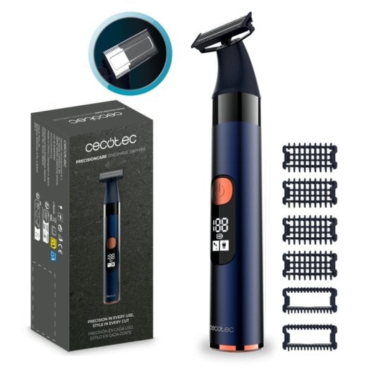 Tondeuse Barbe Cecotec PrecisionCare OneShave Saphire Sans Fil 90min Étanche 6 Sabots