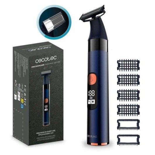 Tondeuse Barbe Cecotec PrecisionCare OneShave Saphire Sans Fil 90min Étanche 6 Sabots