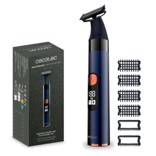 Tondeuse Barbe Cecotec PrecisionCare OneShave Saphire Sans Fil 90min Étanche 6 Sabots