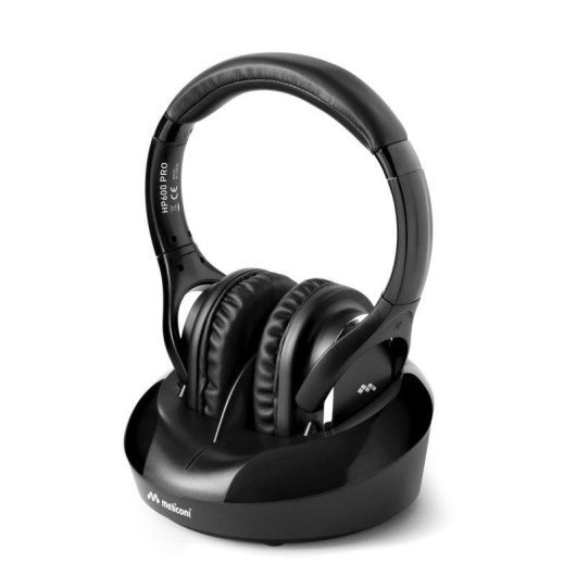 Auriculares Meliconi HP600 Pro inalámbricos y con cable RF para música, negros