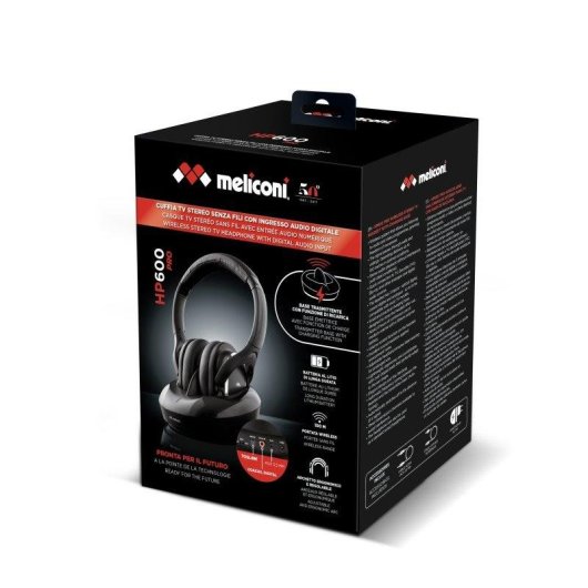 Auriculares Meliconi HP600 Pro inalámbricos y con cable RF para música, negros