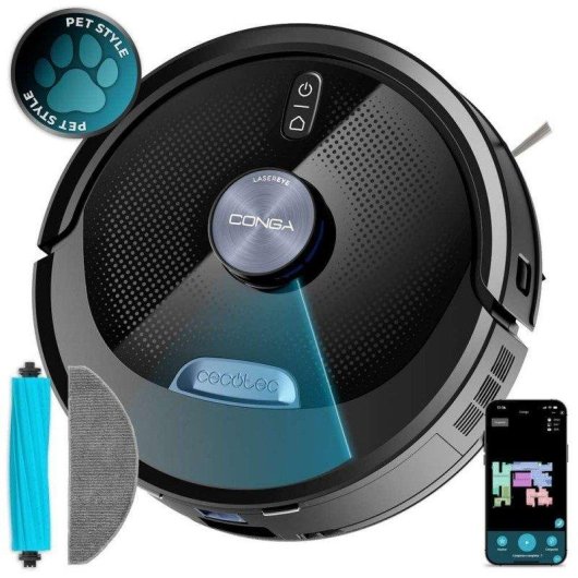 Aspirateur Robot et Laveur Cecotec Conga M80 Dark Navigation Láser 25000 Pa Autonomie 240 min