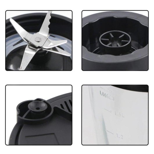 Batidora Dam Electronics 2 en 1 1,5L 1500W Cuchillas Inox Vaso Auxiliar