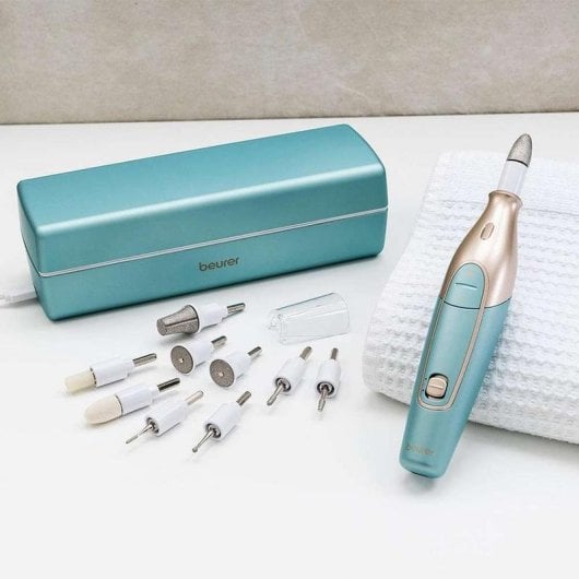 Set per Manicure e Pedicure Beurer 3 Velocità 10 Accessori Zaffiro