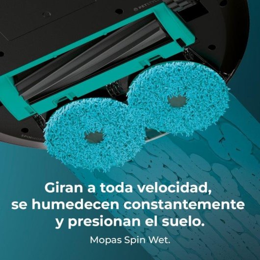 Robot Aspirador y Fregasuelos Cecotec Conga 9590 Spin Revolution Ultra Power con Autovaciado Navegación Láser 10.000 Pa