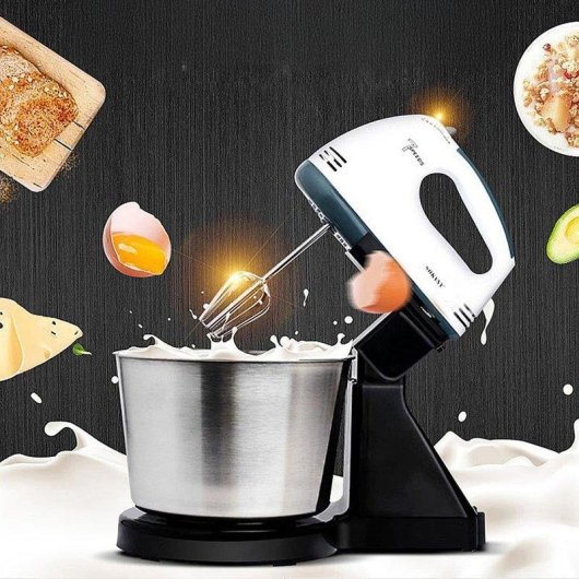 Batidora Eléctrica Doble Dam Electronics con 7 Velocidades y Bol de Acero Inoxidable 2L