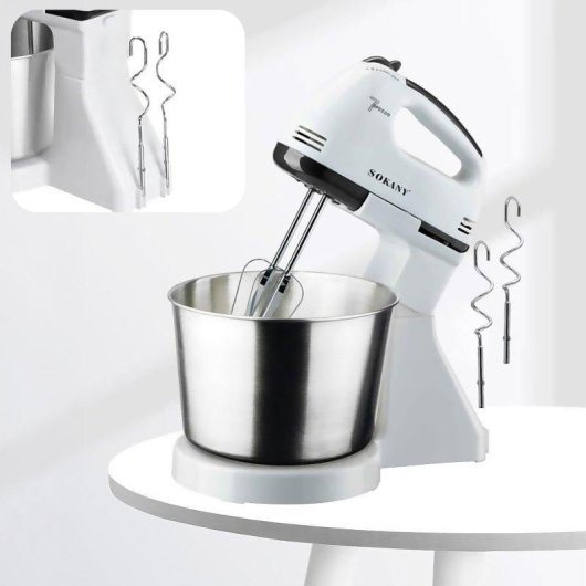 Batidora Eléctrica Doble Dam Electronics con 7 Velocidades y Bol de Acero Inoxidable 2L