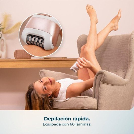 Depiladora Eléctrica Cecotec SkinCare Depil-Action 6000 Inalámbrica 4 Cabezales Resistente al Agua Luz LED