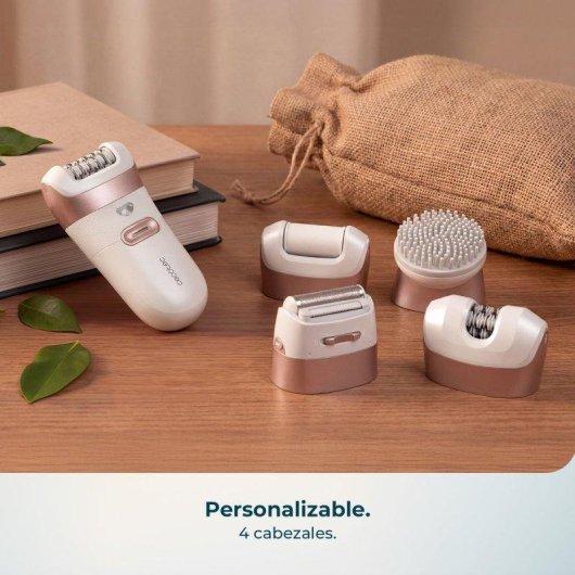 Depiladora Eléctrica Cecotec SkinCare Depil-Action 6000 Inalámbrica 4 Cabezales Resistente al Agua Luz LED