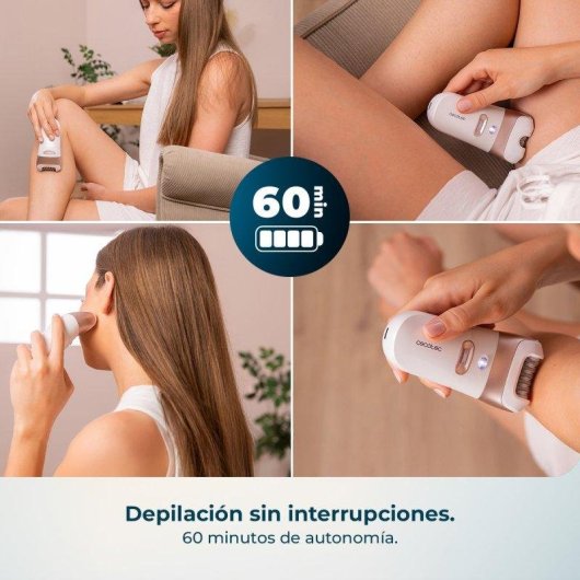 Depiladora Eléctrica Cecotec SkinCare Depil-Action 6000 Inalámbrica 4 Cabezales Resistente al Agua Luz LED