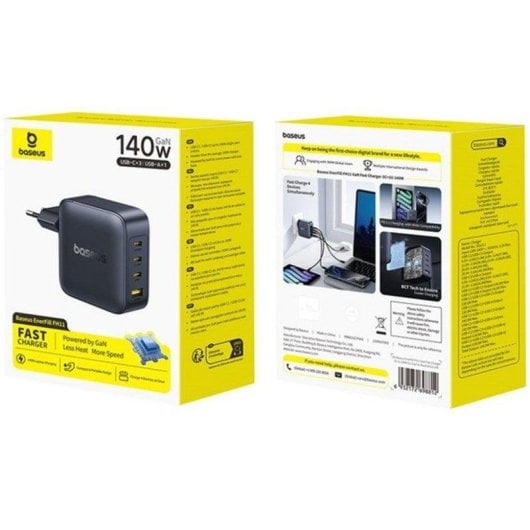 Carregador Rápido Baseus EnerFill FH11 GaN 140W EU Preto Cósmico