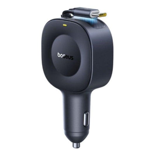 Carregador Auto Baseus PrimeTrip VR2 com Cabo Retrátil C+C 30W Preto Cósmico