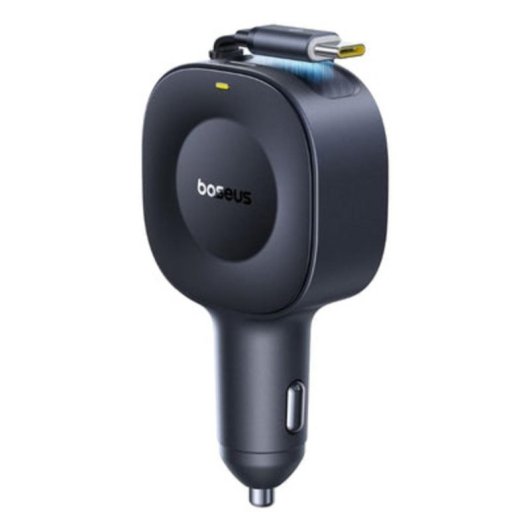 Carregador Auto Baseus PrimeTrip VR2 com Cabo Retrátil C+C 30W Preto Cósmico