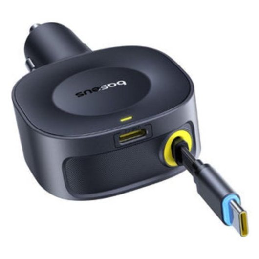 Carregador Auto Baseus PrimeTrip VR2 com Cabo Retrátil C+C 30W Preto Cósmico